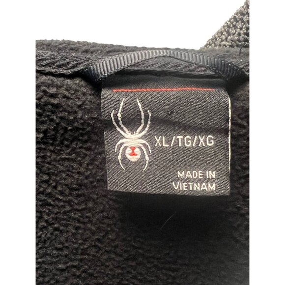 Spyder Mens Hooded Half-Zip Sweater XL Fleece-Lined Gray Black Outdoor Streetwea - Picture 4 of 12
